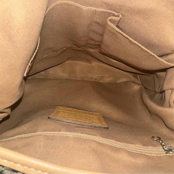 COACH Signature Monogram Logo Rectangle Crossbody Bag 12x13 Tan Brown Y2K - Picture 11 of 16